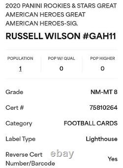 2020 ROOKIES & STARS Russell Wilson Jersey #3/10 Autograph Auto SP PSA 8 POP 1/1