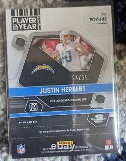 2021 Contenders Optic Justin Herbert Player of the Year Silver Auto /25 POY-JHE