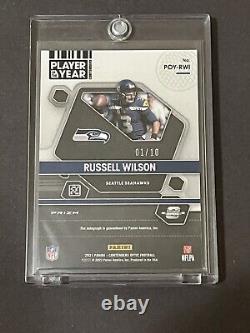 2021 Contenders Optic Russell Wilson Gold Prizm Auto #POY-RWI 1/10 Player Year