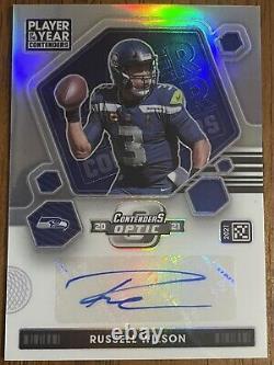 2021 Contenders Optic Russell Wilson Player of the Year Auto /25 Silver Prizm