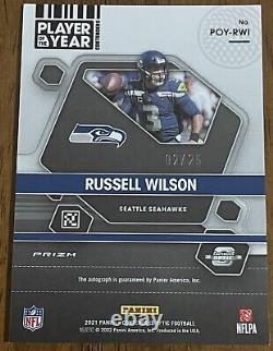 2021 Contenders Optic Russell Wilson Player of the Year Auto /25 Silver Prizm
