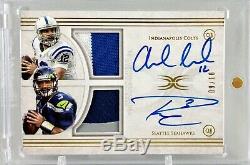 Andrew Luck/Russell Wilson Dual 2-color Patch/Auto On-card # /10 Colts/Seahawks