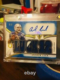 Andrew Luck Russell Wilson Dual Auto Relic Book Card 3/3 Topps Triple Thread Ssp