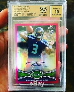 Bgs 9.5 10 Auto Russell Wilson 2012 Topps Chrome Rc Auto Pink Refractor /75