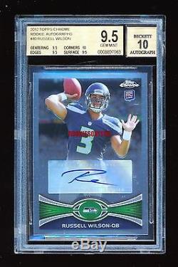 Bgs 9.5 Russell Wilson 2012 Topps Chrome Autograph Auto Rc Rookie With 10 Sub