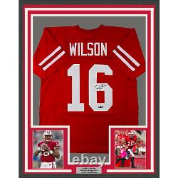 Framed Facsimile Autographed Russell Wilson 33x42 Red Reprint Laser Auto Jersey