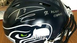 NO RESERVE! Russell Wilson Signed Super Bowl XLVIII Full Size FS Helmet Auto