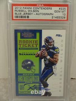 PSA 10 2012 Contenders Rookie Ticket #225 Russell Wilson Seahawks ON CARD Auto
