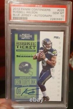 PSA 10 2012 Contenders Rookie Ticket #225 Russell Wilson Seahawks ON CARD Auto