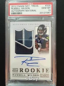 Psa 10 Russell Wilson 2012 Panini National Treasures Patch Auto Rc #d 86/99 Gem