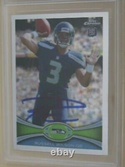 Psa Dna 9 2012 Topps Chrome Russell Wilson Signed Seahawks #40 Auto 10 Rc Stands