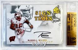 RARE 2012 SP Authentic RUSSELL WILSON GOLD RC Signs Times AUTO /10 BGS 9.5 #STRW