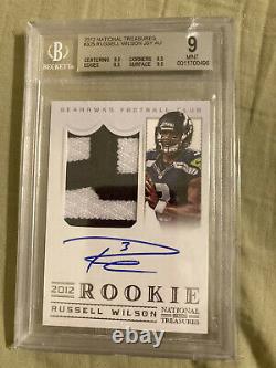 RUSSELL WILSON 2012 NATIONAL TREASURES ROOKIE AUTO /99 BGS 9.5 away from a 9.5