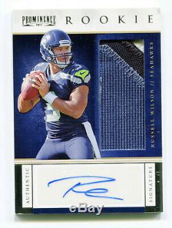 RUSSELL WILSON 2012 Panini Prominence Rookie RC Auto Jersey Patch Card SP 26/150