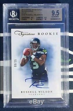 RUSSELL WILSON 2012 Prime Signatures GOLD ROOKIE CARD RC AUTO #8/25 BGS 9.5 10