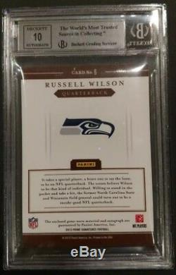 RUSSELL WILSON 2012 Prime Signatures Rookie Auto 3-Color Prime Patch 39/99 BGS 9