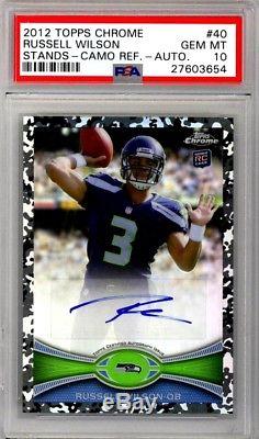 RUSSELL WILSON 2012 Topps Chrome CAMO REFRACTOR RC Auto Autograph /105 PSA 10