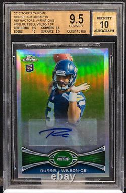RUSSELL WILSON 2012 Topps Chrome Refractor 40B Variation SP RC AUTO BGS 9.5/10 +