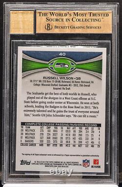 RUSSELL WILSON 2012 Topps Chrome Refractor 40B Variation SP RC AUTO BGS 9.5/10 +