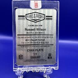 RUSSELL WILSON 2018 Plates & Patches ON CARD AUTO # 1/1 PRINTING PLATE SEATTLE