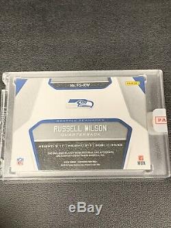 RUSSELL WILSON 2019 Certified Fabric Of The Game Jersey Letter Patch Auto 1/5