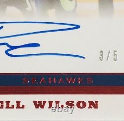 RUSSELL WILSON 2019 Panini Plates & Patches ON CARD AUTO Red AUTO SSP #d /5