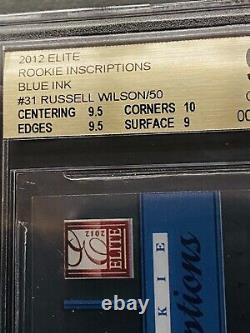 RUSSELL WILSON RC AUTO 2012 ELITE INSCRIPTION #31 BGS GEM Mint 9.5