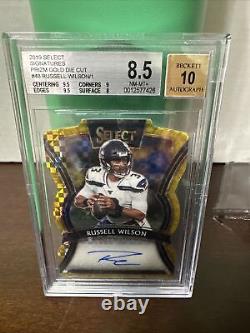 Russell Wilson 1/1 2019 Select Gold Die Cut BGS 8.5 Auto 10