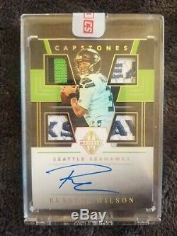 Russell Wilson 19 Majestic Capstones Holo Gold Patch On Card Auto 4/5 Seahawks
