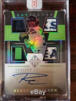 Russell Wilson 19 Majestic Capstones Holo silver On Card Auto 3/10 Seahawks