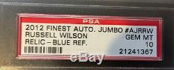 Russell Wilson 2012 Finest Jumbo Jsy Auto Blue Ref 22/99 #ajr-rw Psa Gem Mint 10