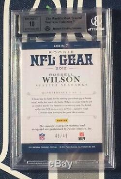 Russell Wilson 2012 National Treasures NFL Gear Combos RC #46/49 BGS 9 10 AUTO