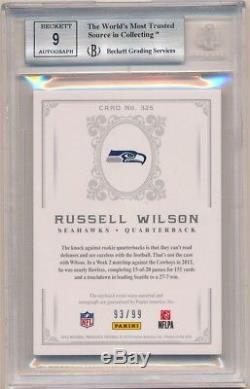 Russell Wilson 2012 National Treasures Rc Auto 2 Color Patch Sp #/99 Bgs 9 Mint