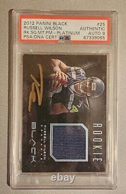Russell Wilson 2012 Panini Black Prime Gold Rookie Patch 24/49 RC RPA PSA 9 Auto
