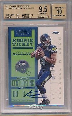 Russell Wilson 2012 Panini Contenders Rc Rookie Autograph Sp Auto Bgs 9.5 Gem 10