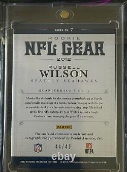 Russell Wilson 2012 Panini National Treasures NFL Gear Auto Dual Relic RC 44/49