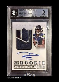 Russell Wilson 2012 Panini National Treasures Patch Auto Rc #d 2/5 Platinum Ssp