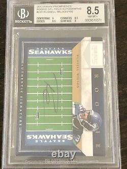Russell Wilson 2012 Panini Prominence Rookie NFL Field Autograph BGS 8.5 Auto 10