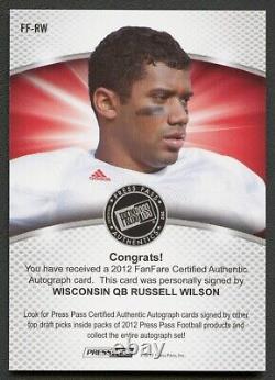 Russell Wilson 2012 Press Pass Fanfare Gold Auto Autograph Rookie Rc Ssp Broncos