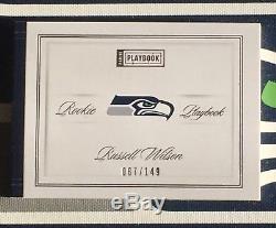 Russell Wilson 2012 Rookie Playbook Rc Auto Jersey 3 Color Patch 087/149 Mint