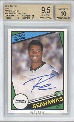 Russell Wilson 2012 Topps 1984 Rookie Auto Rc 063/100 Bgs 9.5/10