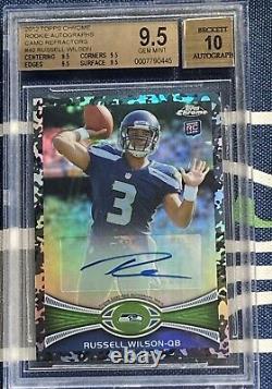 Russell Wilson 2012 Topps Chrome Camo Refractor RC #/105 BGS 9.5 with 10 Auto