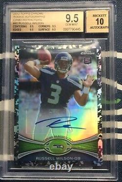 Russell Wilson 2012 Topps Chrome Camo Refractor RC #/105 BGS 9.5 with 10 Auto