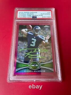 Russell Wilson 2012 Topps Chrome Pink Refractor Rookie Card Signed Auto PSA/DNA