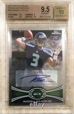 Russell Wilson 2012 Topps Chrome RC Auto BGS 9.5 with10 Auto GEM MINT