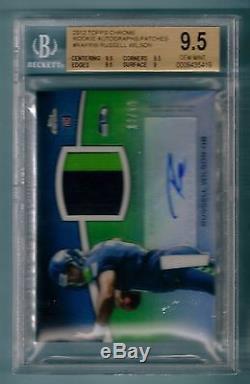 Russell Wilson 2012 Topps Chrome Rc Patch Auto /50 Bgs 9.5 Gem Mint 10 Auto