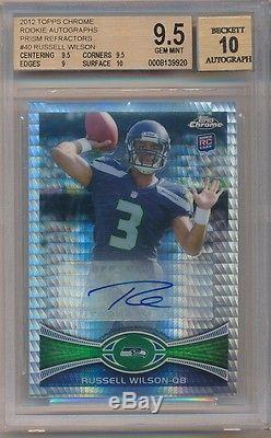 Russell Wilson 2012 Topps Chrome Rc Prism Refractor Auto Sp #/50 Bgs 9.5 Gem 10