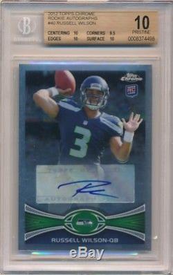 Russell Wilson 2012 Topps Chrome Rc Rookie Autograph Sp Auto Bgs 10 Pristine 10
