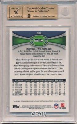 Russell Wilson 2012 Topps Chrome Rc Rookie Autograph Sp Auto Bgs 10 Pristine 10