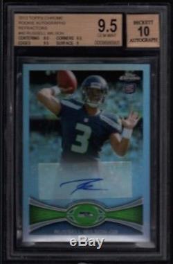 Russell Wilson 2012 Topps Chrome Rc Rookie Refractor Auto Sp /178 Bgs 9.5 Gem 10